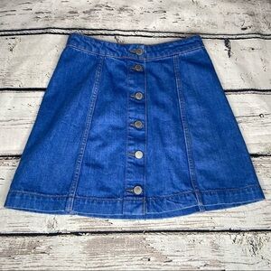 Topshop Moto Denim Button Down Skirt Size 25